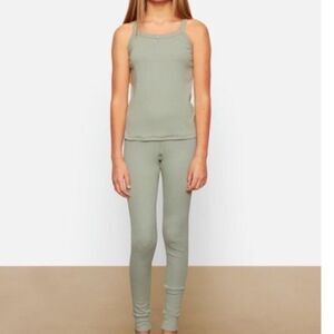 Skims Leggings Little Girls ‎ Pointelle Mineral  Sleep Thermals Size 8